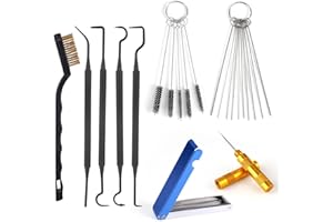 LASUROA Kit per la Pulizia del Carburatore, Include 1 Spazzola a Testina Singola 23 Aghi 5 Spazzole in Nylon 1 Raschietto e 4 Ganci per la Pulizia Moto ATV Motoseghe e Saldatrici