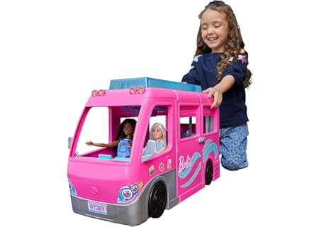 Barbie Dreamcamper lekset med roterande hjul, 7 lekplatser, pool, rutschkana och över 60 campingtill - Amazon Deal & Rabatt