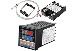 STEEIRO Digital Temperaturregler Kit REX-C100 LED PID-Temperaturregle Thermostat mit K-Typ Thermoelement Sensoreingangsrelais SSR-Ausgang (0-400 ℃)