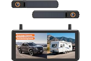 AUTO-VOX 7,2" DVR Caméra de Recul sans Fil Solaire, Installation en 2 Mins, 1080P Batterie Alimentée, Prend en Charge 2 Caméra, étanche IP69K pour Voiture/Camping Car/Fourgon/Camion/Remorques