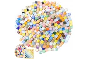 Exquilnova 900 g Mosaiksteine zum Basteln, 1 x 1cm Mini Glas Mosaik Steine, Bunte Kristall Mosaikfliesen, Mosaik Bastelset für DIY Kreativ, Blumentöpfe, Bilderrahmen, Untersetzer Deko