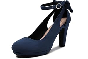 elerhythm Mary Jane Chaussures rétro à talons avec nœud pour femme Bout rond fermé en daim Sangle de cheville Escarpins Gatsby Vintage Chaussures