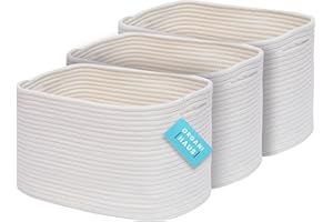 OrganiHaus Set di 3 Cestini Intrecciati Bianco Sporco per Scaffali, Organizer Decorativi per Armadio, Bagno e Soggiorno, Cestini Multiuso per Casa e Giocattoli – 37x22x25 cm