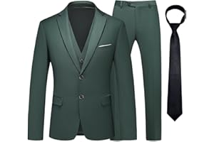 KUDMOL Costume Homme 3 Pièces Mariage d'affaires Slim Fit Smoking à Deux Boutons Men Suits 3 Piece Blazer Veste et Pantalon Gilet avec Cravate