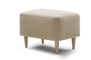 ‎TRAUMNACHT Traumnacht bequemer und moderner Fusshocker mit Holzfüßen in Beige, Öko-Tex zertifiziert, produziert nach deutschem Qualitätsstandard