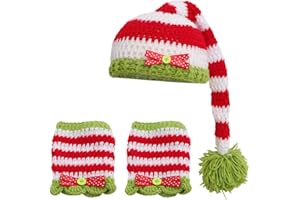 NUOLUX Natale stile bambino neonato neonato uncinetto fatto a mano Beanie cappello vestiti bambino fotografia puntelli