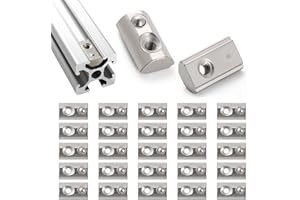Lyeteung 25 Pezzi 20 Serie M3 Dadi a Molla T, Dadi a Molla a T Roll-in, Dadi con Sfera Scorrevoli, per Fessura da 6 mm 2020 2040 2060 2080 Profilati in Alluminio Estruso