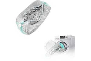 HIYAA Borse per la biancheria per scarpe,Borsa lavaggio scarpe lavatrice riutilizzabili,Rete biancheria lavatrice scarpe proteggere le scarpe,Borsa per la pulizia delle scarpe per tutti i tipi di(Grigio)