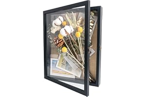 GraduationMall 28x35cm Cornice Shadow Box Cornice Portafoto con Vetrina,per Cimeli, Bouquet, Medaglie e Foto, Scatola per Ricordi, Nero retrò