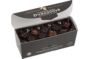 CHEVALIERS D'ARGOUGES Maîtres Chocolatiers Français - Assortiment de chocolats noir 70% - Ballotin dégustation 365g