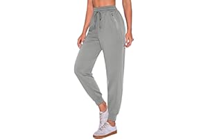 Terecey Damskie bawełniane spodnie do biegania długie miękkie spodnie sportowe z kieszeniami na zamek błyskawiczny do biegania, treningu fitness