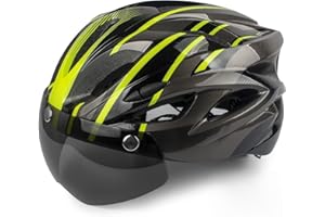 Shinmax Casco Bici Uomo Donna con Luce di LED Casco MTB con Visiera Magnetica Staccabile Shield Caschi Bici Leggero Casco da Bicicletta Unisex Adulto Caschetto Bici Ciclismo Regolabile 56-62cm