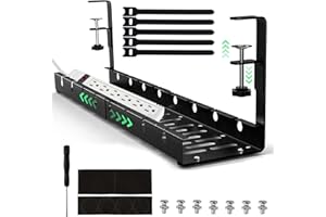 Molbory Biurko z kanałem kablowym, pod biurko, 30-55 cm, bez wiercenia pod biurkiem, półka do zarządzania kablami, montaż zaciskowy, do zarządzania kablami