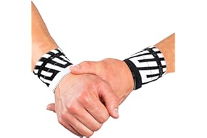 GORNATION Muñequeras - Bandas elásticas extraligeras para fitness, gimnasio, calistenia y fuerza - Venda elástica, 1 par, negro/blanco