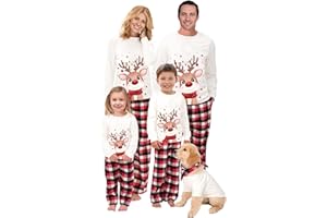 SHAINE Weihnachts Familie Pyjama Set, Weihnachtspyjama Set, Passende Weihnachten Pyjamas Set Lang Tops+Hosen Christmas Pyjamas Nachtwäsche Familie Outfit Weihnachts Schlafanzug für Damen Herren Kinder