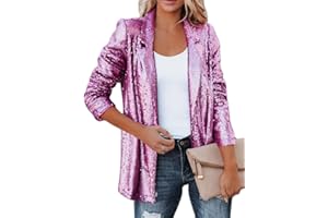 Onsoyours Chaqueta con Lentejuelas Brillantes para Mujer Cárdigan Jersey de Manga Ropa de Fiesta Larga Bolero Top Cortos Elegante Blazer Glitter Party