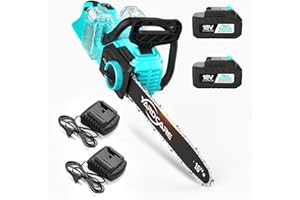 YARDCARE Cordless Chainsaw 16 Inch with LED Display, Chainsaw with 2 x 4Ah Battery with Tool-Free Chain Tension, Electric Chainsaw, Speed 15/20 m/s, Hand Chainsaw Battery for Garden Shears