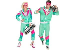 Widmann - Kostium dres treningowy w stylu lat 80, kurtka i spodnie, strój do biegania, styl retro, na imprezę z motywem "Bad Taste Party", karnawał