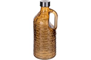 Villa d'Este Home Tivoli 1996 Lot de 3 bouteilles d'eau 1l en verre avec poignée, bouchon en plastique PP et acier inoxydable, Dulce de Leche