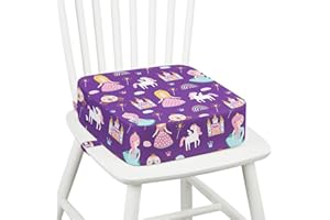 omedecal Rehausseur Chaise Enfant, Lavable Coussin Rehausseur avec 2 Sangles Réhausseurs pour Enfant 32 x 32 x 10 cm - Princesse