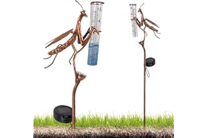 HOSPAOP Pluviometro solare da giardino con LED e picchetto – Vetro resistente al gelo, misurazione precisa delle precipitazioni per prato, terrazza, campi, patio, decorazione per esterni