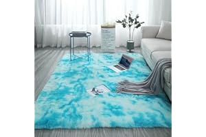 ‎AIMECO AIMECO Flauschiger Langflor-Teppich 120x180cm, Himmelblau Plüsch-Kuschelteppich für Schlafzimmer,Kinderzimmer, Wohnzimmer & Lounge, Hochflor Bodenteppich Ideal für Kinder & Haustiere