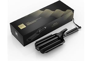 ghd - Boucleur ghd Wave - Boucleur professionnel (Noir) - Triple Waver - Créez des beach waves longue tenue en 3 à 5 secs - Wavy sirène facile et rapide - Idéal tous types de cheveux et longueurs