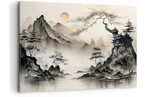 ARTTOR Dekoracja ścienna Salon Azja Japonia Widok Obraz na płótnie w ramie 120x80cm Nowoczesny Sypialnia Kuchnia Deko Sztuka na ścianę Duży XXL Obrazy Art Foto Wall Decor Canvas AA120x80-5777