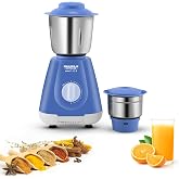 Maharaja Whiteline Smart 123 Mixer Grinder | 500-watt | 20000 RPM Motor Speed | Air Ventilation System | Stainless-Steel Jars & Blades | Unique Jar Flow Breakers| 2 Year Motor Warranty |Blue