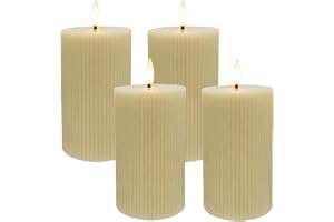 Relaxdays LED-ljus flamma flimrande ljus, äkta vax, spår, flamfri, beige, 13 x 7,5 x 7,5 cm