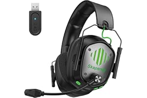 Skapendy VK81 Cuffie Gaming Wireless con Microfono, 2.4 GHz Cuffie Gaming con Audio lossless, Cuffie da gioco pieghevoli con RGB per Ps5, Ps4, PC, Switch, Mac, Bluetooth 5.4, 50+ Ore - Nero