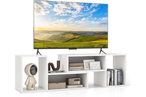 COSTWAY TV Stand Cabinet for 60 Inch TVs, Free Combination Adjustable Media Entertainment Center with L-Shaped Storage Shelves, Wooden TV Unit Console Table for Living Room Bedroom (White)