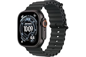 Apple Watch Ultra 3 [GPS + Cellular 49 mm] Montre connectée Course à Pied et Multisport avec boîtier Titane Noir et Bracelet Ocean Noir. Communications Satellite, Suivi santé et activité