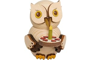 Kuhnert - Dekoration/Holzfigur - Mini Eule mit Torte - ca. 7cm - Made in Germany