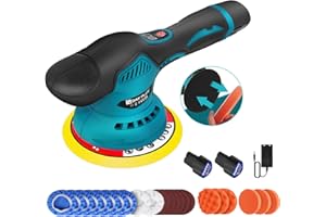 HSHA Polisseuse excentrique sans fil 12 V avec 2 x 2,0 Ah, 8 vitesses, polisseuse sans fil 125-150 mm, kit de polissage excentrique 12 mm