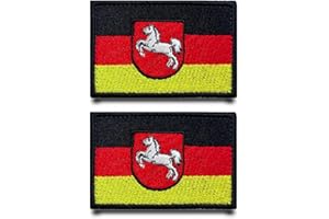 TUYATEZHI 2 Stück Niedersachsen Deutschland Flagge Stickerei Patch Abzeichen Lustiger Taktische Aufnäher Nylon Militär Applikation für Kleidung Hut Jacke Taschen Rucksäcke Weste Jeans