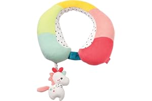 Fehn Licorne Coussin pour Le Cou - Appui-tête Ergonomique avec Un Animal hochet Licorne - pour la Voiture, la Poussette & Le siège d'enfant - pour bébés & Jeunes Enfants à partir de 6+ Mois