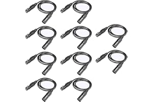 TSSS 10 Stück DMX Kabel 3‑pol XLR Stecker auf Buchse-1 m, Doppelt Geschirmt, Flexible PVC‑Mantel – Patchkabel für Bühnenbeleuchtung, Moving Heads, PAR