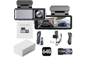 GENERIC Osmo Dashcam Pro 4k with 64GB Card, Front And Rear Osmo Dash Cam Pro, Dashcam Wifi/App Control Car Camera Dash Cam With Reversing Camera, Loop Recording, Parking Monitoring (1 PCS)