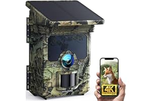 WOLFANG Fototrappola 68MP 4K 30Fps, Solare Wifi Bluetooth e App Fotocamera Caccia con Batteria Ricaricabile da 5200mAh, Visione Notturna Impermeabile IP66, Tempo di Scatto 0,1s