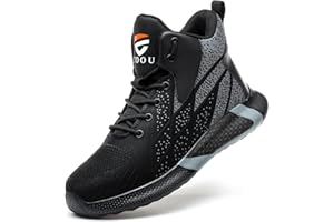 COOU Chaussures de Sécurité Hommes Femme Montante Légère Basket de Securite Confortable Respirante Bottines de Travail Embout Acier Protection