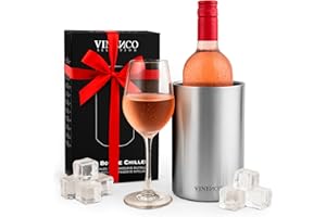VINENCO Enfriador de Botellas de Vino Acero Inoxidable Doble Pared Aislado | Cubitera de Vino Champan y Bebidas | Set de Regalo para Hombres y Mujeres Accesorios de Vino Idea de Regalo Navidad