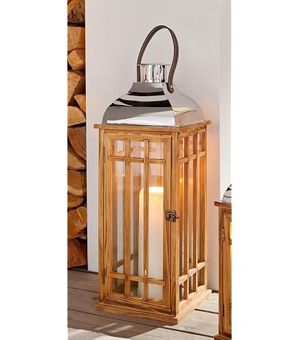 Romadedi Lot De 2 Lanternes En Bois Style Maison De Campagne Vintage 20/30 Cm - Décoration Rustique Noël, Jardin, Mariage