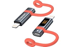 GIANAC Adattatore USB C a Lightning con display a LED (2 Pezzi) 36W Adattatore Lightning USB C Ricarica Rapida Compatibile con iPhone 14 13 12 11 Pro Max, iPad Pro/Air 5/Mini 6 e altri Dispositivi Lightning