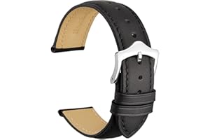 WOCCI Vintage skórzany pasek do zegarka z czarną klamrą, zapasowe paski dla mężczyzn, 18 mm, 19 mm, 20 mm, 21 mm, 22 mm, 23 mm, 24 mm