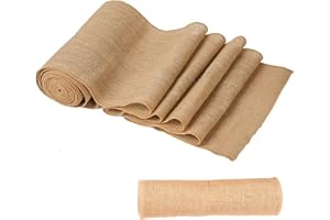 OUTINHAO Tischläufer Jute, 10m*20cm Jute Tischläufer Natur Leinen Jutestoff, Tischläufer Rolle Tischdeko Hochzeit Vintage, Rustikal, Juteband Tischband für Feste, Events, Tischdekoration