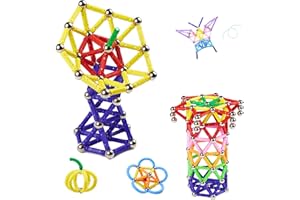 Morkka Magnetyczne kije, magnetyczne kije i piłki zestaw 136 sztuk, magnetyczne kije budowlane, magnetyczne zabawki konstrukcyjne, magnetyczne bloki kije Zabawki edukacyjne dla dzieci (powyżej 6 lat) --- Losowy kolor