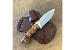 CraftTal Hunting Knife 12 cm Full Tang Blade Made of 1075 Carbon Steel and Chestnut Wood Handle Allowed to Carry in Germany Handmade Camping Knife Outdoor Knife with Leather Case