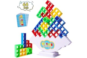 Jiosdo Tetris Tower Balance Game, 64PCS Tetra Tower Toys for Kids, Balance Stacking Blocks Game for Kids & Adults, Balance Building Blocks Appreciablet Game