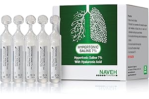 NAVEH PHARMA | Hypertonic Saline Solution 7% + Hyaluronic Acid | Nebulizer Diluent for inhalators and Nasal Irrigation | Helps Clear Congestion from Airways & Lungs (25 Sterile Bullets of 5ml)
